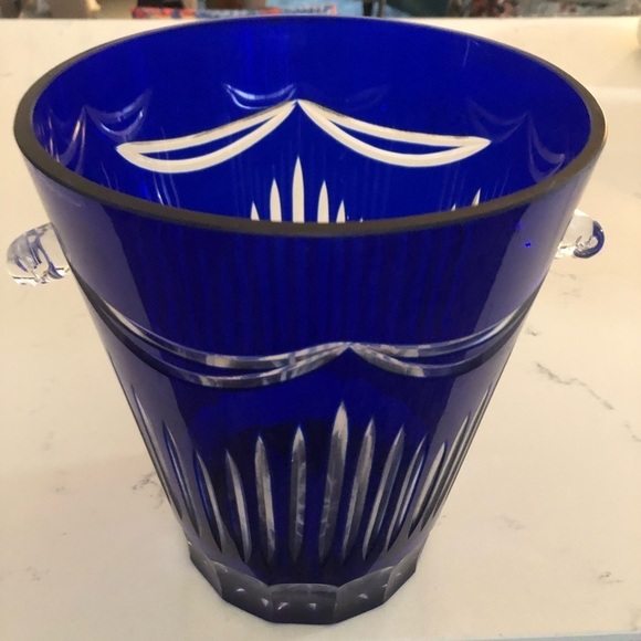 Cobalt Blue Cased Glass Champagne/Ice Bucket VTG Imperial Estate Crystal - Picture 8 of 13